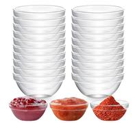 PORFOYO Mini Cuencos Para Salsas,20 Piezas 7,5 cm,75 ml Juego De Cuencos De Vidrio,Cuencos Para Aperitivos,Cuencos De Cristal Para Postre Para Salsas,Postres,Frutas,Sushi