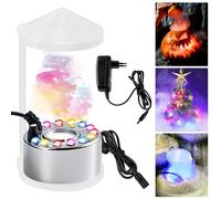 PORFOYO Nebulizador Ultrasónico, 12 LED Brumizador Ultrasónico, Nebulizador De Agua, Mini Máquina De Niebla, Mist Maker Fogger con Protector contra Salpicaduras para Fiestas, Halloween, Estanques