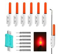 PORFOYO Pack De 6 Barras Luminosas De Pesca LED: Luces Alarma Pesca Nocturna Impermeables, Indicador De Picada LED, con Cargador Y Batería, Luminoso Luz Stick Cañas Pesca para Caña De Pescar