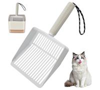 PORFOYO Pala de arena para gatos con recipiente y escoba, pala de acero inoxidable, pala para gatos, pala para gatos, fácil de limpiar, pala para gatos grandes y pequeños grumos