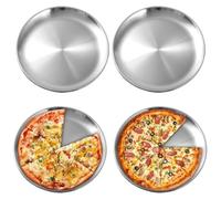 PORFOYO Platos de Acero Inoxidable 30cm, 4 Piezas Platos Redondos de Acero Inoxidable, Plato de Barbacoa, Juego de Platos de Camping de Acero Inoxidables para Camping al Aire Libre Picnic Hogar