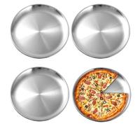 PORFOYO Platos de Acero Inoxidable 30cm, 4 Piezas Platos Redondos de Acero Inoxidable, Plato de Barbacoa, Juego de Platos de Camping de Acero Inoxidables, para Picnic, Hogar, Camping al Aire Libre