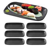 PORFOYO Platos Rectangulares, Juego de 6 Bandeja Plastico Rectangular, Bandejas para Comida Rápida, Platos para Servir, para Servir Pescado, Cupcakes, Sushi, Plato, 15,5 x 9,1x 1,8cm