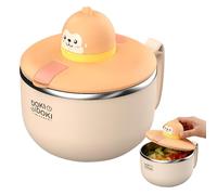PORFOYO Ramen - Cuenco con tapa para fideos instantáneos con temporizador, 304 cuencos instantáneos de acero inoxidable de 1200 ml, para pasta, bento, sopa, almuerzo (mono)