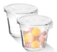 PORFOYO Recipiente de cristal con tapa, 720 ml, 2 tarros para preparar alimentos, ensaladera, recipiente para sopa, apto para frigorífico, horno, microondas, sin BPA