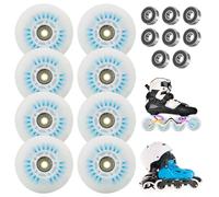 PORFOYO Ruedas para patines en línea, 80mm ruedas brillantes de patines 8 piezas, piezas de patines en línea con rodamientos, ruedas PU universales para todo tipo de patines (80MM)