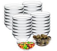 Porfoyo - Tazón de cristal de 20 piezas, 7,5 cm, 75 ml, mini cuencos de cristal, taza de postre, taza de salsa, fruta, especias, postre