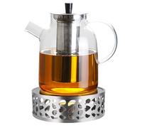 PORFOYO - Tetera de cristal con estufa, 1800 ml, calentador de tetera para té a granel y bolsas de té