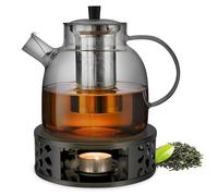 PORFOYO Tetera de cristal de 1500 ml con estufa, infusor y calentador para té a granel y bolsas de té