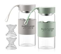 PORFOYO Vaso Mezclador,2 Piezas 480 ML Coctelera Pequeña De Vidrio Con 2 Bolas Mezcladoras De Acero Inoxidable,Botella Mezcladora De Proteínas,Jarras De Vidrio Para Batidos De Proteínas Para Fitnessq