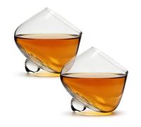 PORFOYO Vasos De Whisky Giratorios: Juego De 2 Unidades 235 Ml Vasos Vermut Giratorio, Relajarse Y Descomprimir Vasoses De Whisky De Cristal Para Beber Ron, Cócteles, Brandy, Café, Jugo