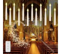PORFOYO Velas Flotantes Con Varita,12 Piezas Velas Flotantes Con Control Remoto De Varita Mágica,Floating Candles,Vela Mágica Colgante Para Navidad,Halloween,Cumpleaños,Boda,Fiesta,Carnaval
