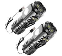 Porgeel 2 uds Mini linterna 5 modos linterna de bolsillo recargable impermeable antorcha de mano con Clip para Camping senderis