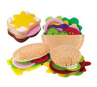Porgeel 28 unids/Set Comida de Juguete de Fieltro Hamburguesa sándwich Juguete apilable con Carne Verduras Comida para Juego de imitación para niños Cocina