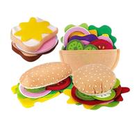 Porgeel 28 unids/Set Comida de Juguete de Fieltro Hamburguesa sándwich Juguete apilable con Carne Verduras Comida para jueg