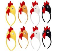 Porgeel Animal Headbands, 8PCS Cute Plush Chicken Headband, Elastic Cosplay Funny Headbands for Adults Kids Hair Accessories Photo Props