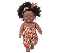 Porgeel Black Baby Dolls 12'' Vinilo Suave y Seguro Realista Baby Doll Rizos Africanos Reborn para Niños Niñas Estilo 2