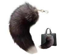 Porgeel Cola Therian sintética llavero de cola de de 15-16 5 pulgadas peludo esponjoso de moda hermoso juguete de cosplay de pieles sintéticas para bolso mochila estilo 2