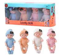 Porgeel Mini Baby Dolls 4 Piezas de 4 Pulgadas muñecas pequeñas realistas para Dormir con Ropa en Colores muñeca pequeña con a