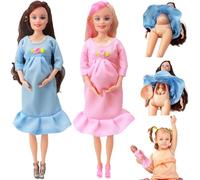 Porgeel Muñeca Embarazada 11 5 ABS Segura Juguete para Madre Embarazada con muñeca bebé Moda Creativa con articulación móvil para niños 2 uds.