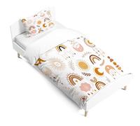 PORJDN Juego de ropa de cama infantil con diseño de arcoíris para niñas y niñas, funda de almohada de 65 x 65 cm, funda nórdica de 140 x 200 cm, diseño de nubes con cremallera suave. (Style C, 140 x