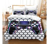PORJDN Juego de ropa de cama para niños y videojuegos, funda nórdica de microfibra, funda nórdica de 65 x 65 cm, efecto 3D, diseño de mando de videojuegos, funda nórdica de microfibra (Style H, 140 x