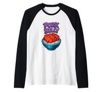 Pork Belly Vintage Inspired Sarcastic Foodie Airbrush Style Camiseta Manga Raglan