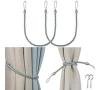 Porlau - Juego de 2 alzapaños de cuerda para cortinas decorativas con ganchos de metal para cortinas gruesas o transparentes para interiores o exteriores (azul claro, 2)