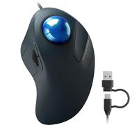 PORLEI Ratón Trackball con cable, fácil control de dedo índice, diseño ergonómico cómodo que reduce la tensión muscular, precisión y seguimiento suave, compatible con PC, portátil, Windows, Mac, azul