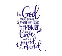 Porque Dios no nos ha dado un espíritu de cobardía. Calcomanías de letras 50.4x77.8cm Se puede modificar y añadir información Azul oscuro
