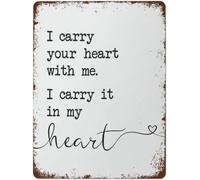 Porque Llevo Tu Corazón Conmigo En Mi Día De San Valentín. Cartel De Metal Divertido Letrero De Lata Impermeable Letreros De Estaño para Balcón Baño Taller 20X30Cm