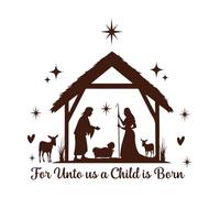 Porque nos ha nacido un niño tipografía cristiana Calcomanías de letras 54.6x55.6cm Pintura mural artística Café