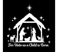 Porque nos ha nacido un niño tipografía cristiana Calcomanías de vinilo para murales y paredes 54.6x55.6cm Embellecimiento de paredes Blanco