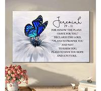 Porque yo sé los planes que tengo para vosotros Jeremías 29:11 Lienzo de arte de pared de mariposas