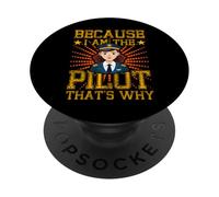 Porque yo soy el piloto por eso Woman Pilot Airplane PopSockets PopGrip Adhesivo