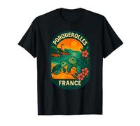 Porquerolles Francia Tortuga Marina Costa Isla Insignia Camiseta
