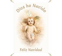 Porras E&B Balconera Navidad Colgaduras niño Jesus Dios ha Nacido Feliz Navidad (70 X 100 cm) Tela Blanca
