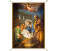 PORRAS ESTAMPACIÓN & BANDERAS | Balconera Navidad celebración Dios ha Nacido | Celebra Las Fiestas de Navidad decorando tu balcón con esta colgadura navideña.