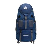PORRASSO 50L Mochila de Senderismo Mochila Grande Impermeable Hombre Mujer Backpack Poliéster para Viajar Acampar Escalada Deportes Aire Libre Azul Marino