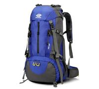 PORRASSO 50L Mochila de Senderismo Mochila Impermeable con Cubierta de lluvia Hiking Backpack para Hombre Mujer Viajar Acampar Escalada Deportes Aire Libre Azul