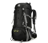 PORRASSO 50L Mochila de Senderismo Mochila Impermeable con Cubierta de lluvia Hiking Backpack para Hombre Mujer Viajar Acampar Escalada Deportes Aire Libre Negro Gris