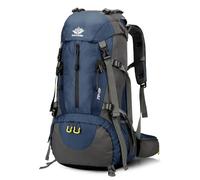 PORRASSO 50L Mochila de Senderismo Mochila Impermeable con Cubierta de lluvia Hiking Backpack para Hombre Mujer Viajar Acampar Escalada Deportes Aire Libre Azul Oscuro