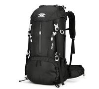 PORRASSO 50L Mochila de Senderismo Mochila Impermeable con Cubierta de lluvia Hiking Backpack para Hombre Mujer Viajar Acampar Escalada Deportes Aire Libre Negro