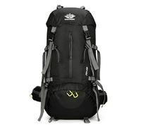 PORRASSO 50L Mochila de Senderismo Mochila Impermeable con Cubierta de lluvia Hombre Mujer Backpack para Viajar Acampar Escalada Deportes Aire Libre Negro A
