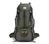 PORRASSO 50L Mochila de Senderismo Mochila Impermeable con Cubierta de lluvia Hombre Mujer Backpack para Viajar Acampar Escalada Deportes Aire Libre Verde Militar