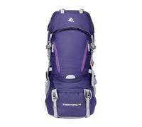 PORRASSO 60L Mochila Outdoor Mochila de Senderismo Grande con Cubierta de lluvia Hombre Mujer Duradera Backpack para Viajar Acampar Escalada Deportes Aire Libre Púrpura