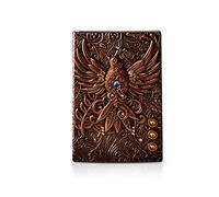 PORRASSO A5 Cuaderno de Cuero Impermeable Diario de Viaje Retro Bloc Notas Clásico Alivio Journal 100 Hojas 21.5x14.5cm pour Hombre Mujer Alumno Bronce Rojo