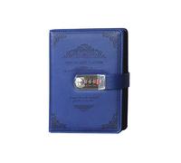 PORRASSO A5 Cuaderno de Cuero Impermeable Diario de Viaje Retro Bloc Notas con Cerradura Bolígrafo Anillo Tarjeta Ranura Journal 100 Hojas 20x13cm Azul