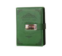 PORRASSO A5 Cuaderno de Cuero Impermeable Diario de Viaje Retro Bloc Notas con Cerradura Bolígrafo Anillo Tarjeta Ranura Journal 100 Hojas 20x13cm Verde