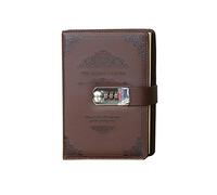PORRASSO A5 Cuaderno de Cuero Impermeable Diario de Viaje Retro Bloc Notas con Cerradura Bolígrafo Anillo Tarjeta Ranura Journal 100 Hojas 20x13cm Marrón